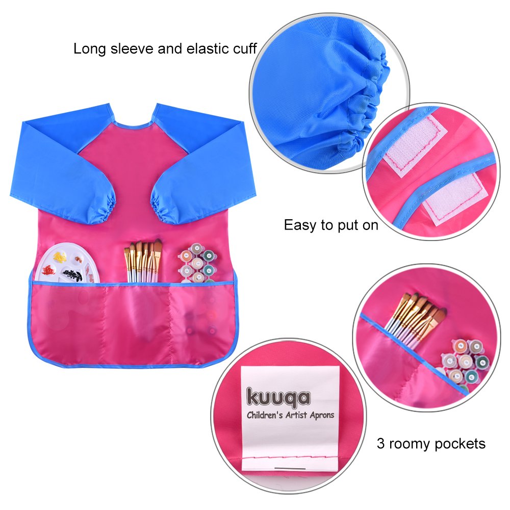 KUUQA Waterproof Children Art Smock Kids Art Aprons, Painting Supplies (Paints and brushes not included)