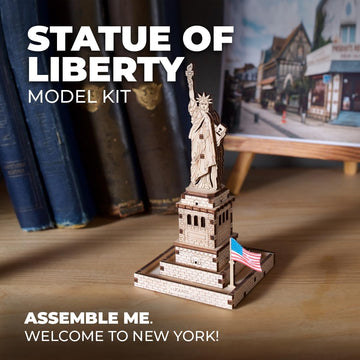 Ugears Wooden 3D Puzzles For Adults – 3D Puzzle Statue Of Liberty Model Kit Adult Crafts – Easy Wooden Puzzles For Adults – New York Landmark – Wooden Models For Adults To Build – 46 Pcs