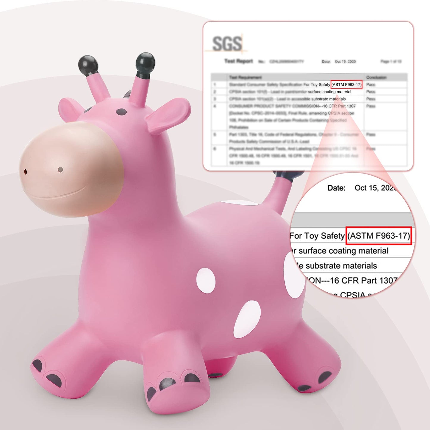 EVERICH TOY Giraffe Bouncy Horse Hopper for Toddlers  Bouncy Animals Jumping Horse  Inflatable Ride on Bouncer Hopping Toys Gifts for Boys and Girls 18 Months 2 3 4 5 6 Years Old