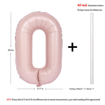 40 In Matte Pink Number Balloons Helium Foil Mylar Balloon Birthday Party Banquet Decoration Digital 0