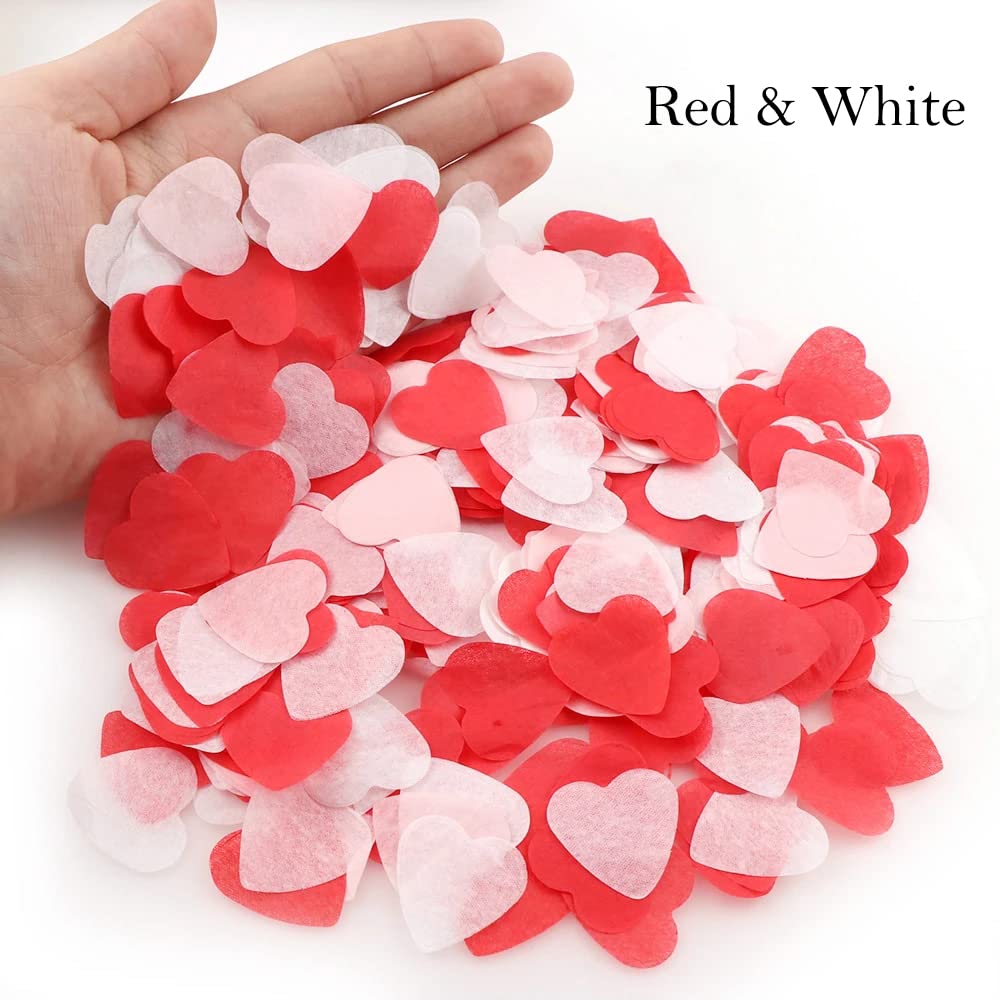 White Tissue Paper Heart Confetti 1 inch Biodegradable Confetti Paper for Wedding Party Filled Balloon or Table Decor Pack of 40