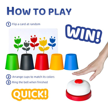 Pairez Toys Quick Stacking Cups Games For Kids, Classic Matching Cup Game, Speed Match Cups Games, Parent-Child Interactive Toys With 24 Cards & 30 Cups, Family Games For Party Or Travel