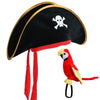 UOIENRT 2Pcs Pirate Hat Hat Skull Print & 10in Stuffed Parrot on Shoulder Pirate Costume Accessories for Halloween, School Play,