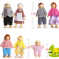 Puckway Lovely Happy Family Dolls Playset Wooden Figures Set Of 7 People With Diy Horse For Kids Children Toddlers Dollhouse Pretend Gift