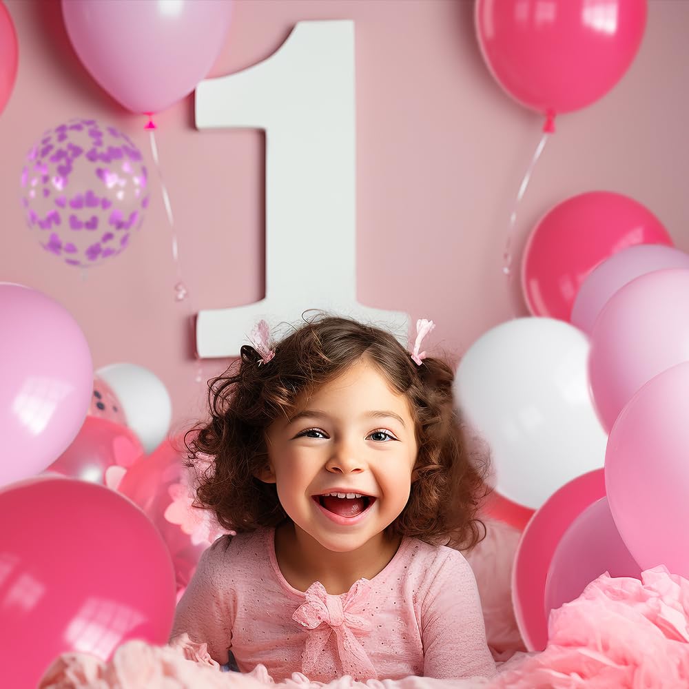 Haolongfa Pink Balloons,60Pcs Pink White Balloons Magenta Confetti White Balloon For Girls Theme Birthday Baby Shower Bridal Sho
