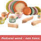 Giant bean 27PCS Wooden Toy Plates and Dishes for Kitchen Set,Montessori Kitchen Toys for Girls and Boys, Wooden Play Kitchen Ac