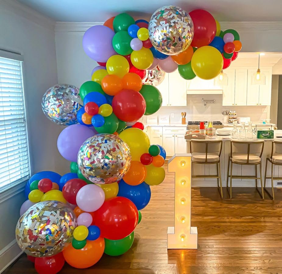 Red Yellow Blue Balloons, Rainbow Assorted Latex Balloons, 12Inch Matte Blue Yellow Red Green Latex Balloons Colourful Confetti