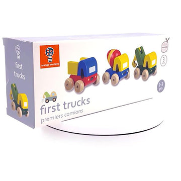 Orange Tree Toys First Trucks | Hand Painted Colorful Wooden Toy for Toddlers Age 12m+, Sustainably Made, Set of 3