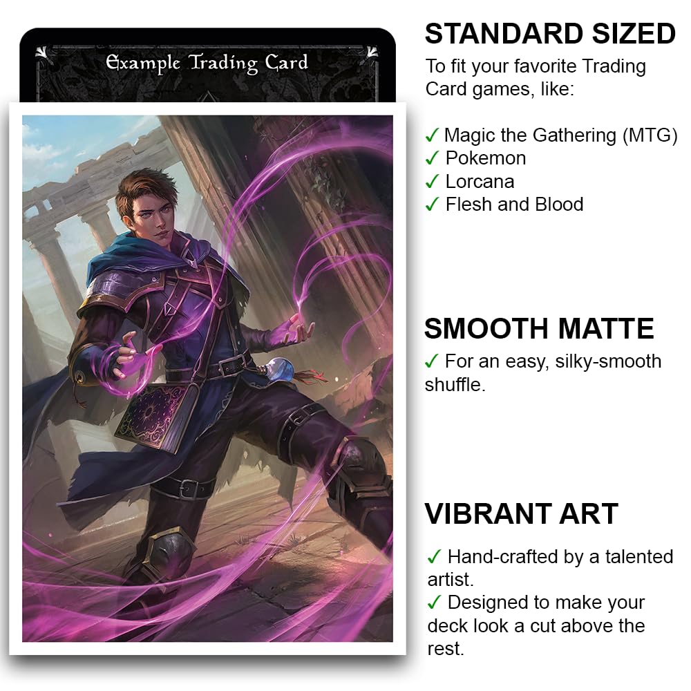 Fantasy North - Artemis Prior - Arcane Mage - 100 Smooth Matte Tcg Trading Card Sleeves - Fits Magic Mtg Commander Pokemon And O