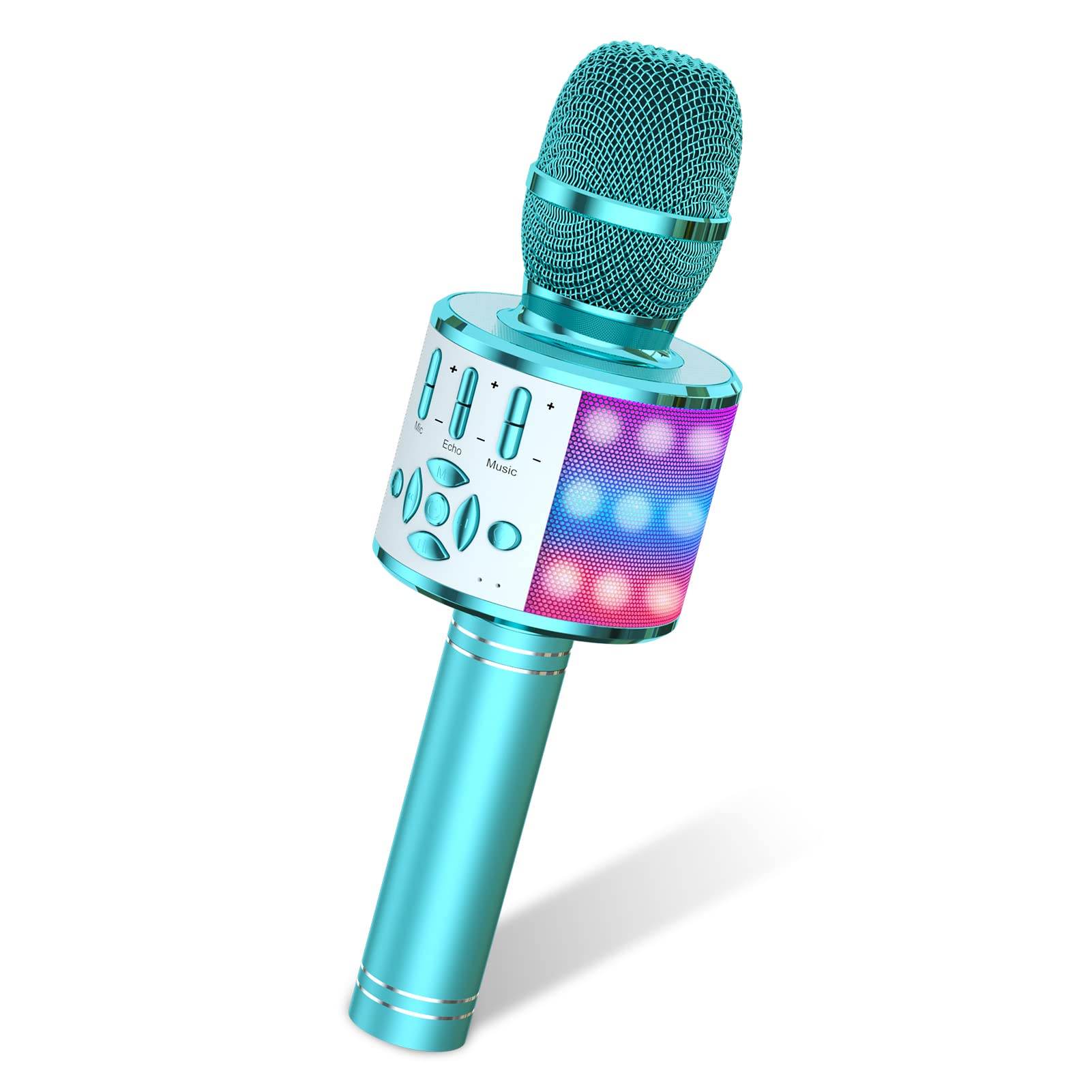 Amazmic Kids Karaoke Microphone Machine Toys For Girls Bluetooth Microphone With Led Light, Birthday Gift For Girls Boys 3 4 5 6 7 8 9 10 11 12 Year Old Kids Toys(Blue)
