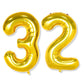Flyloons 32 number Golden Foil Balloon 16 inch Size Birthday Decoration Items Pack of 2 | 32nd Year Balloons | Thirty Two