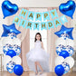 Huture 12 Birthday Party Supplies Blue Number 12 Foil Balloon Happy Birthday Banner Kit 12Th Birthday Decoration White Blue Late