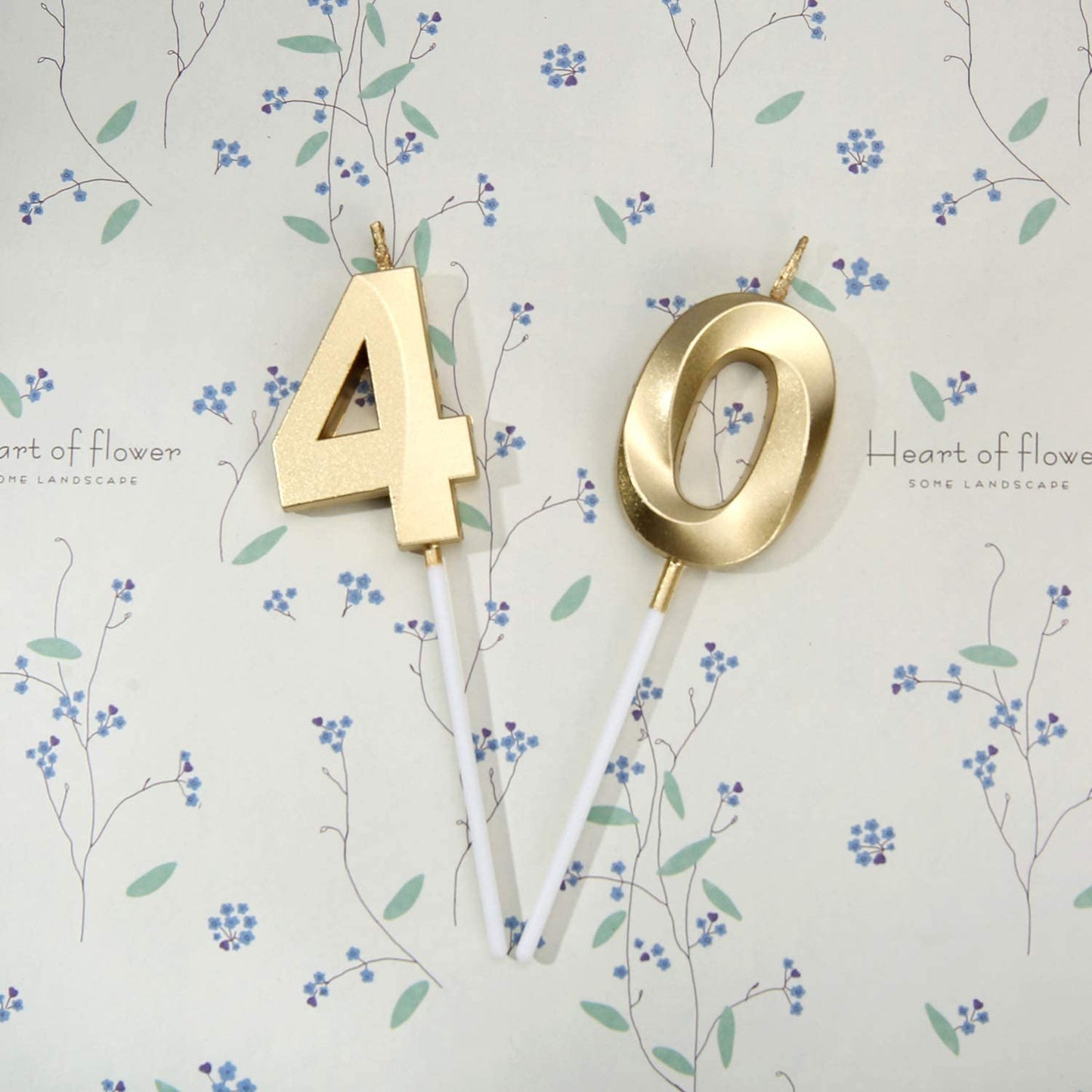 Bailym 40th Birthday Candles - Gold Number 40 Cake Topper, 1.3" Synthetic Wax for Party Decorations