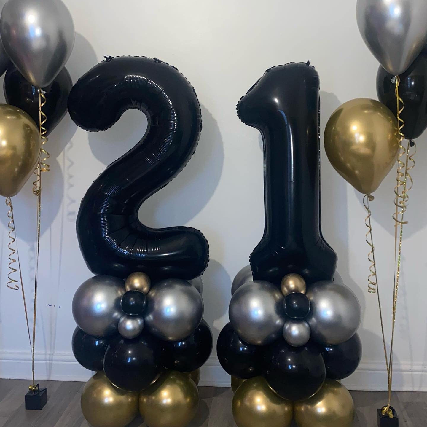 40 Inch Black 21 Number Balloons Giant Jumbo Huge 12 Or 21 Foil Mylar Helium Number Digital Balloons Black Birthday Mylar Digita
