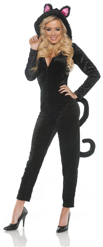 Women'S Black Cat Jumpsuit Costume L