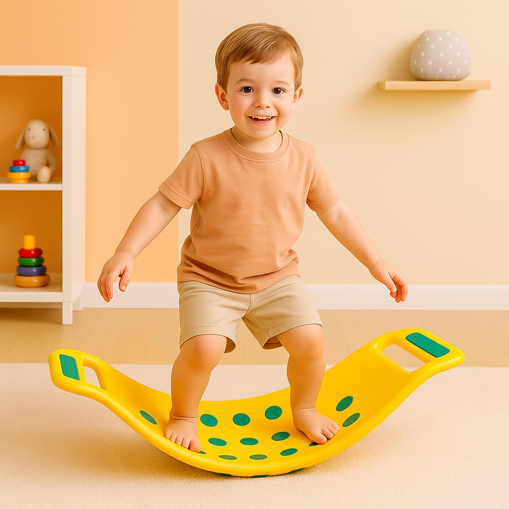 OK PLAY Wiggle Woggle | Balancing Rocking Board | Popping Sound | Children Fitness Toy | Plastic Board | Foot Rocker | Leg Exerc