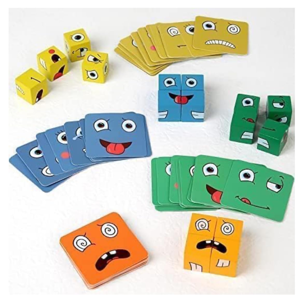 Toypur Face Changing Game Set, Educational Puzzle Cards and Blocks, HandEye CoordinationDevelopment Game for Kids Creative Puzz