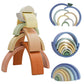 Asweets Wooden Stackable Rainbow Toy, 8 PCS Wooden Building Blocks Set for 1 2 3 Baby, Kids and Toddlers, Montessori Rainbow Nes
