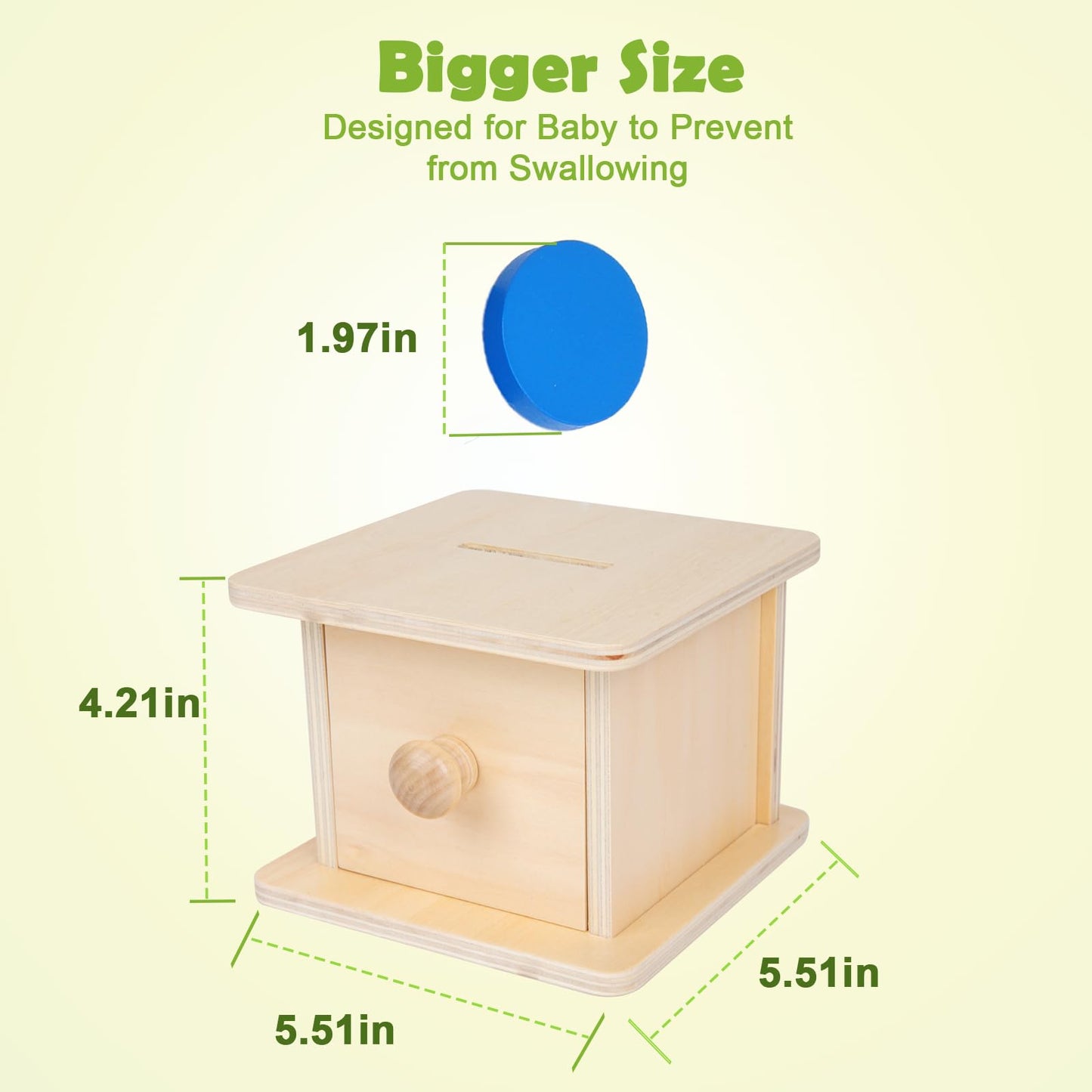 Adena Montessori Coin Box for Infants & Toddlers, Wood, Multi-color, Medium, Model I160CD, Ideal for 6-24 Months