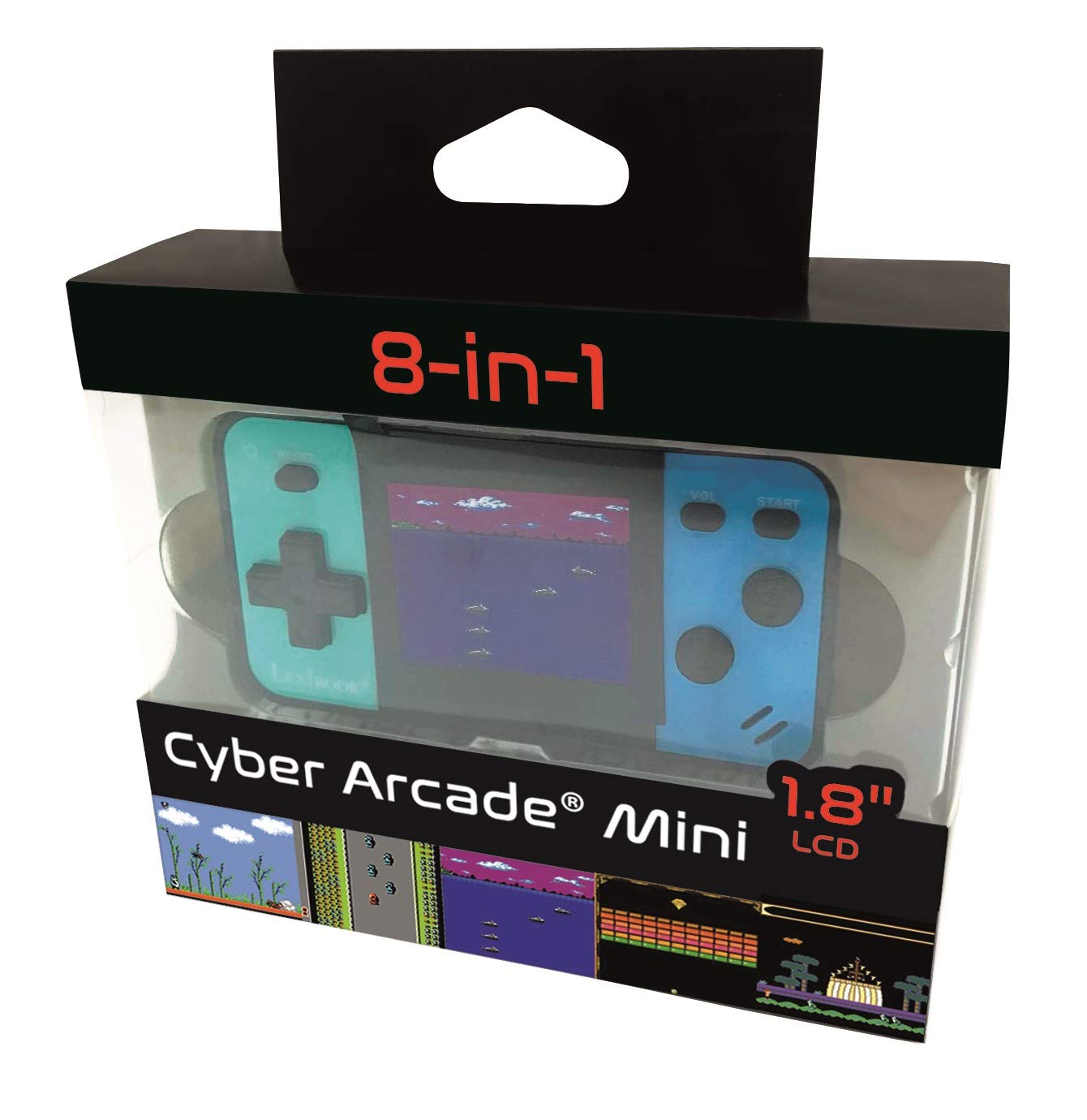 LEXiBOOK Portable Handheld Game Console Cyber Arcade Mini 8 Games, 1.8'' (4.5cm) Color LCD Screen, Gaming Toy for Kids Teenagers