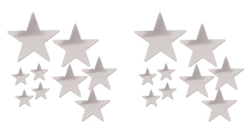 Beistle Beistle , 18 Piece Packaged Foil Star Cutouts, Assorted Sizes (Silver), Assorted Sizes, Silver