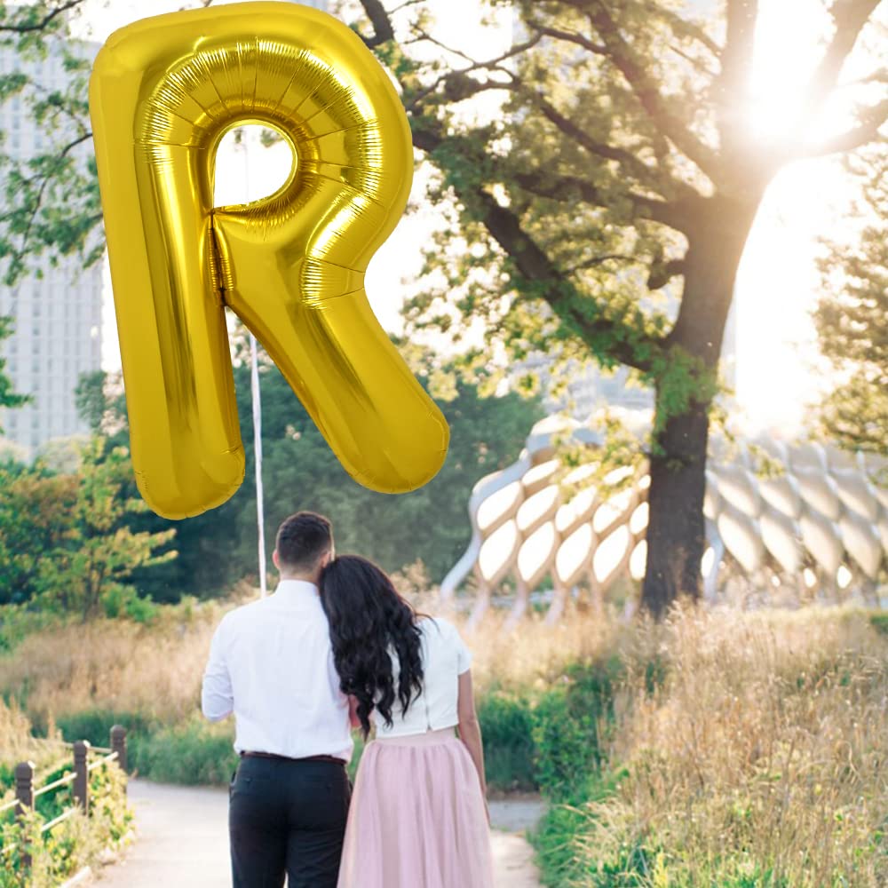 Toniful 40 Inch Large Gold Letter R Balloons Helium Balloons,Foil Mylar Big Balloons For Birthday Party Anniversary Supplies Dec