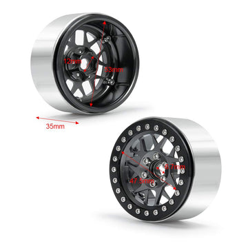RCLIONS 2.2inch Beadlock Wheels Rims 35mm for 1/10th Scale RC Rock Crawler Model Car -Pack of 4 (Titanium Color)