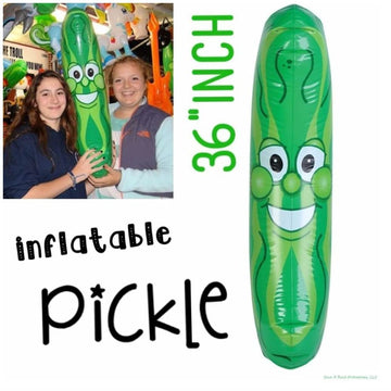Giant Jumbo 36'' Green Inflatable Smiling Pickle Head (3 FEET) Vinyl. Blow Up Face Beach Pool Float Noodle Gag Prank Joke Party