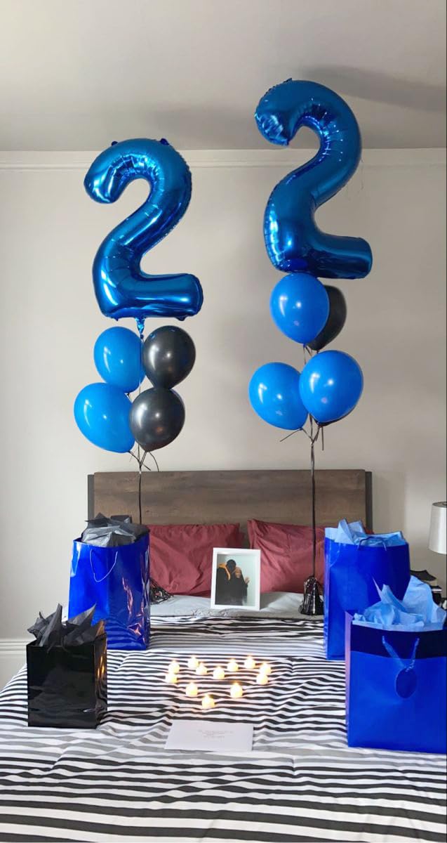 Navy Blue Number 20 Balloon 40 Inch, 20 Number Balloon, 20Th Navy Blue Birthday Decorations, 20 Year Old Girls Boys Blue Party S