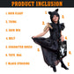Spookyfit Halloween Dress - Complete Costume Set For Girls | Halloween | Black Dress, Wig, Gloves, Thing, Adjustable Bag, Belt &