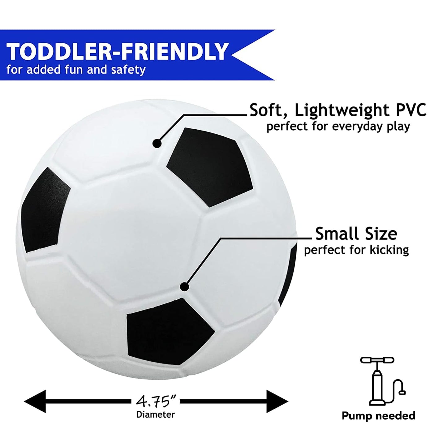Botabee PowrX Mini Replacement Balls for Toddlers - PVC, Black, Model BH0016-1, Perfect for VTech Smart Shots Sports Center Games