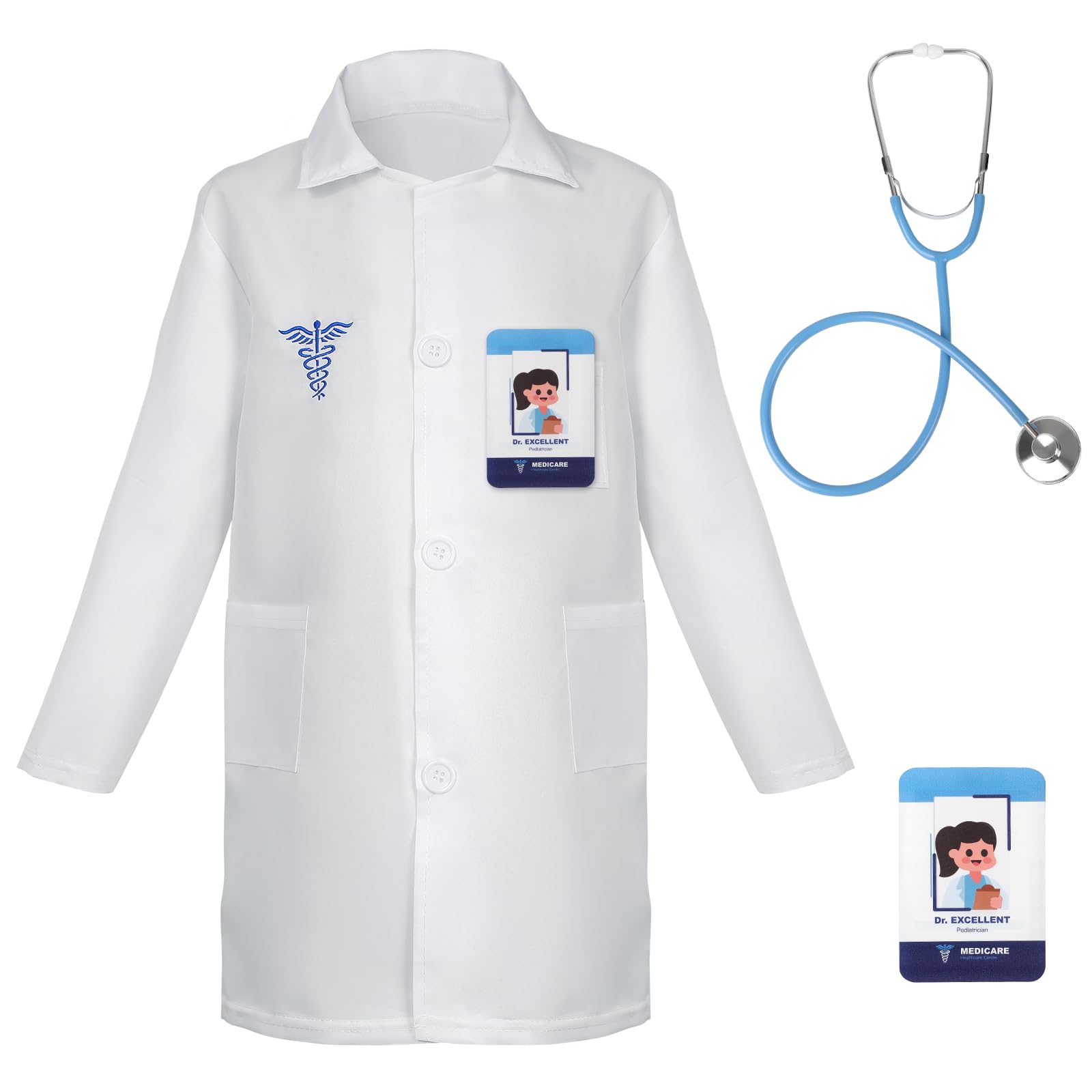 Phobby Doctor Kit for Toddlers 3 4 5 Years Old, Doctor Dress up Costume for Kids with Real Stethoscope, Pretend Play Medical Toy