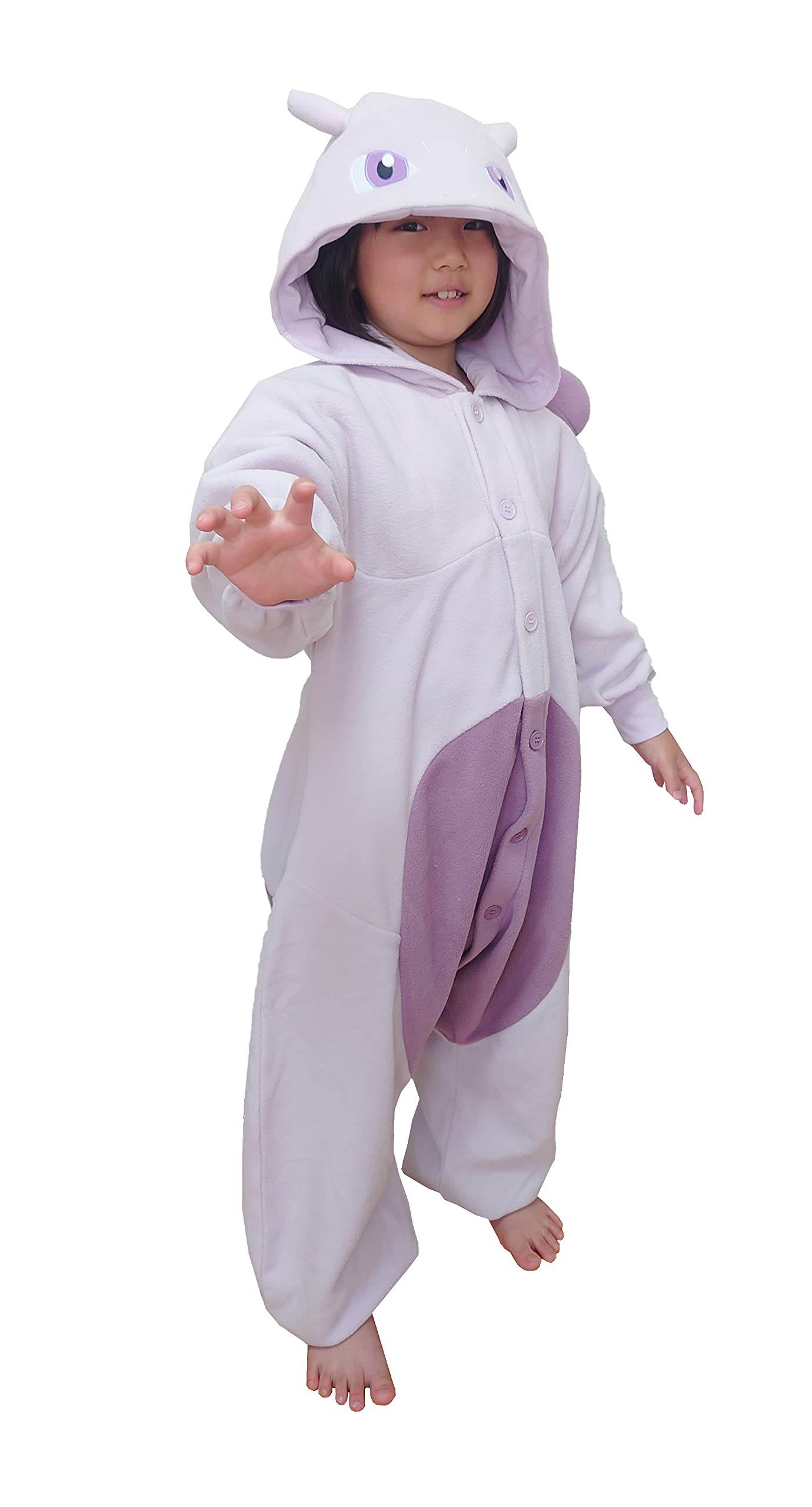 Sazac Kigurumi - Pokemon - Mewtwo - Onesie Jumpsuit Halloween Costume -Kids Size (5-9 Year Old) Purple