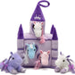 Unipak 12' Plush Castle - 5 Stuffed Animals In Castle Carrying Case (Purple Lavender Horses)
