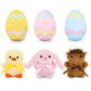 KOPHINYE Easter Plush, 3pcs Easter Egg with Bunny Chicken Highland Cow Plushies, 4inch Cute Easter Stuffed Animal Gift Basket Es