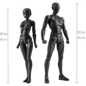 Gnallang Action Figures Pvc Model (Black Color) With Box Drawing Figure Models For Artists(Female+Male)