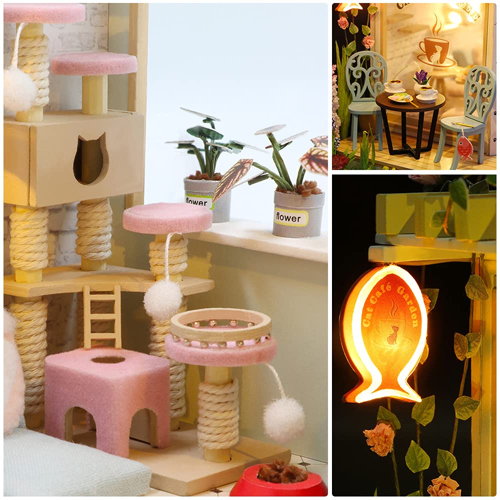 Cutebee Dollhouse Miniature With Furniture, Diy Wooden Dollhouse Kit Plus Dust Proof, Creative Room Idea