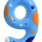 ElekFX Blue Dog Paw Birthday Candles, Number 9 Paw Print Birthday Party Supplies, 2.76 inch Paw Cake Topper Decorations, Birthda