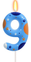 ElekFX Blue Dog Paw Birthday Candles, Number 9 Paw Print Birthday Party Supplies, 2.76 inch Paw Cake Topper Decorations, Birthda