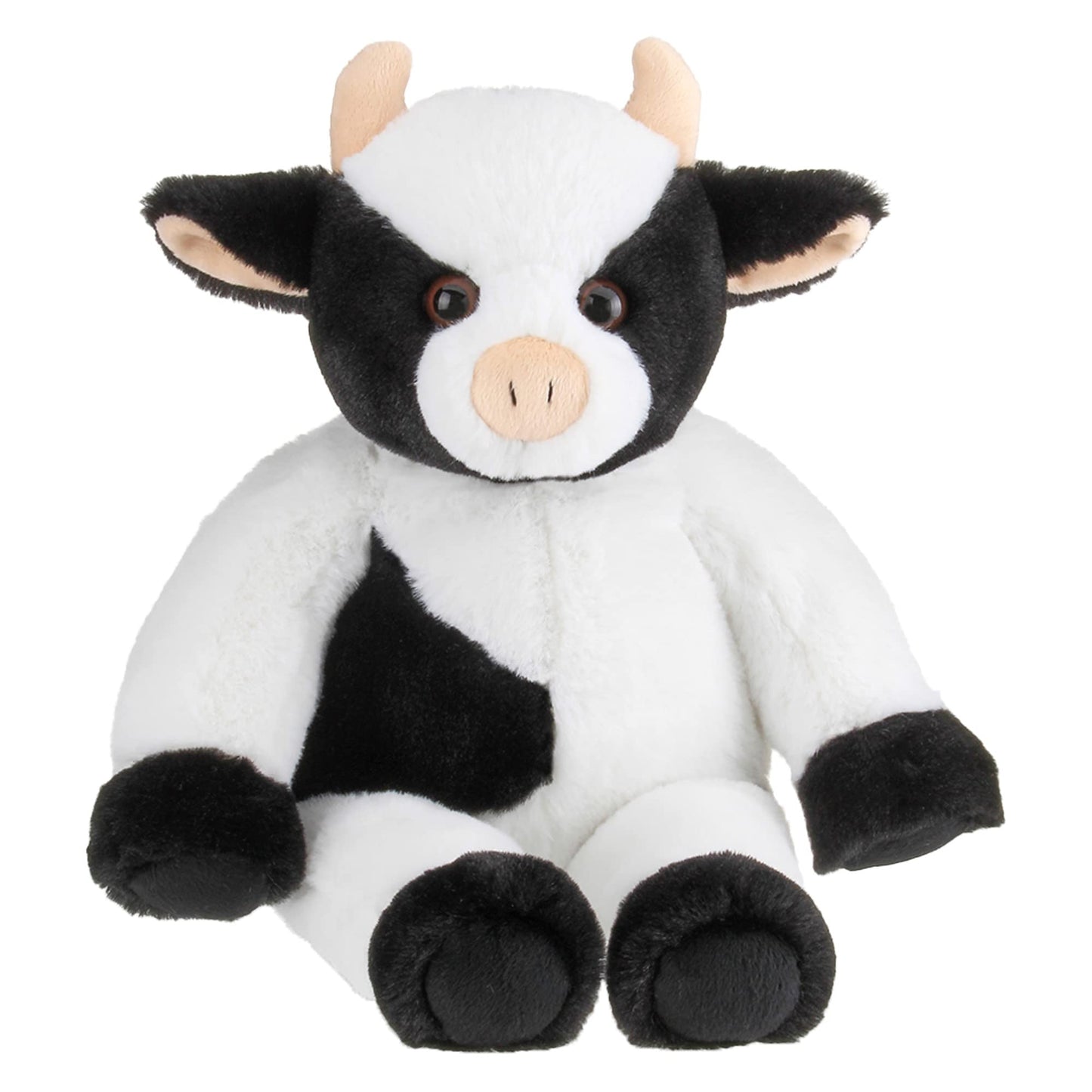 Bearington Cowlin The Cow Plush Toy: 15” Tall Friendly Stuffed Farm Animal, Black And White With Velour Faux-Fur And Soft Horns; Surface Washable; Great Gift For Boys, Girls, Animal Lovers Of All Ages
