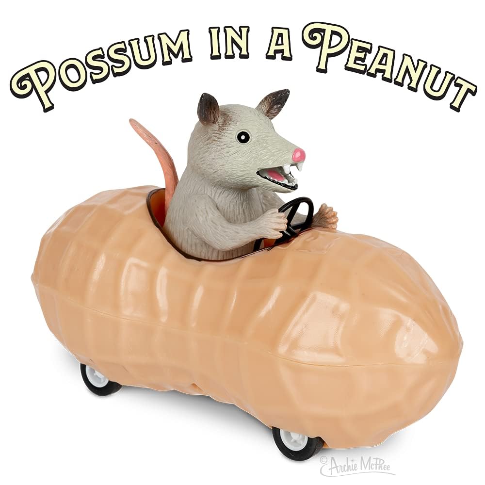 Archie McPhee Pull Back Toy Car - Mcphee Archie Possum, Model 12967, Cotton Material, Fun Collectible for Kids
