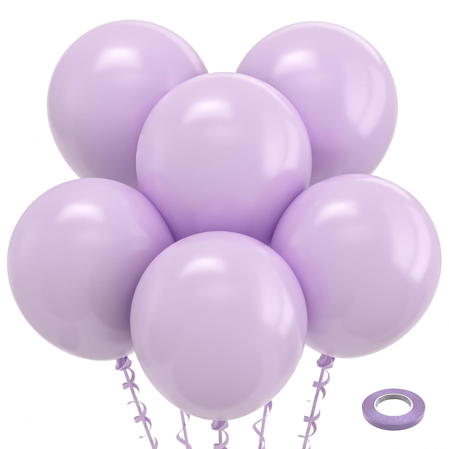 Bezente Pastel Purple Latex Party Balloons - 30 Pack 18 Inch Round Helium Pale Lavender Light Purple Lilac Balloons For Baby Sho