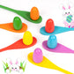 24 Pack Easter Egg and Spoon Race Game, 6 Colors Egg Spoon Race Game Sets with 12 Eggs and 12 Spoons, Halloween Egg Hunt Games,