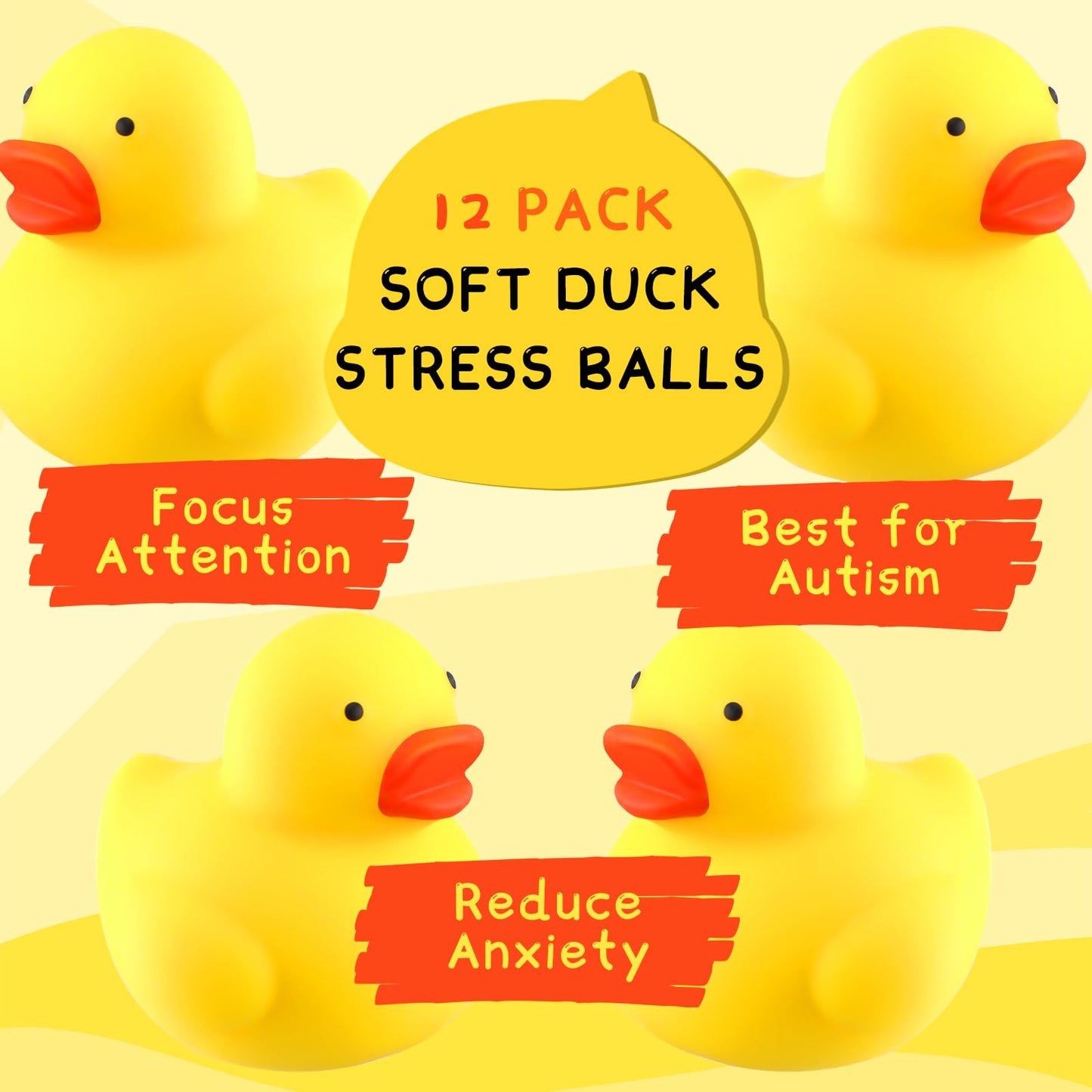 Meooeck 12 Pcs Duck Stress Relief Toy Stress Balls for mature-themed Mini Duck Party Favors Cute Squeeze Toys Fidget Animal Ball Fun for Birthday Party Office Birthday Christmas Stuffer Gift Classroom Prizes