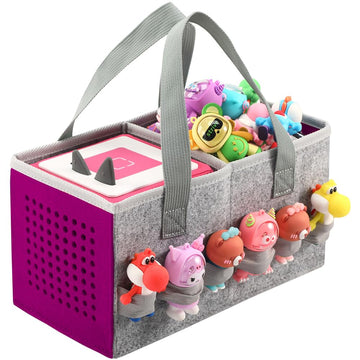Carrying Case For Toniebox Starter Set And Tonies Figurines, Travel Felt Cloth Musical Toy Folding Bag For Toniebox Accessories (Purple)