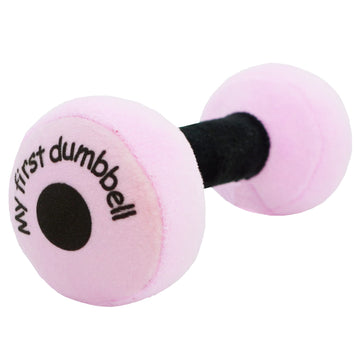 June Garden 6' My First Dumbbell - Plush Baby Rattle Toy - Safe Soft Barbell Workout Toy For Infants Boys And Girls - Pink