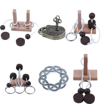 Brain Teaser Puzzle 3D Unlock Interlock Assorted Wooden And Metal