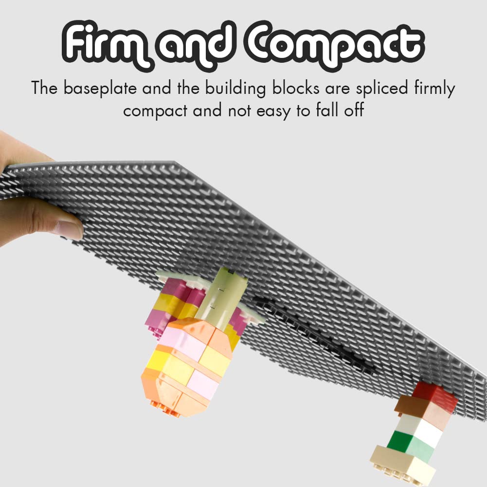 Lekebaby 2 Pack Classic Baseplates Building Base For Building Bricks, 10' X 10' Building Boards - 100% Compatible With Major Brands, Grey