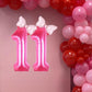 Kwuz 40 Inch Pink Number 11 Balloon - Aluminum, Mini Bow, Perfect for Girls 11th Birthday Party Decorations, Cowgirl Theme