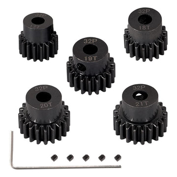 WEISHUJI Pinion Gear Set, Pinion Motor Gear, 32 Pitch Pinion Gear Set 5mm Shaft Hole 17T 18T 19T 20T 21T Pinion Gear with Screw 